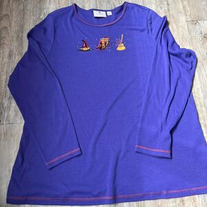 Quaker Factory Halloween Shirt Women's XL Purple